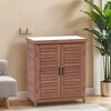 DOMETOUR Potting Bench with Storage Cabinet and Metal Table Top for Outdoor Patio, Garden Furniture Wood Workstation 31x17x36in - 4 of 4