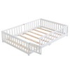 CAVINAS Kids Toddler Bed with Door,Queen Size Floor Bed with Fence,Montessori Bed for Children's Bedroom,Brown/White/Gray - 2 of 4