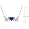 EVERLY JEWELRY | Sterling Silver 7/8 CT TGW Created Blue Sapphire and 1/10 CT TDW Diamond "MOM" Pendant with Chain, 17 inc - 2 of 4