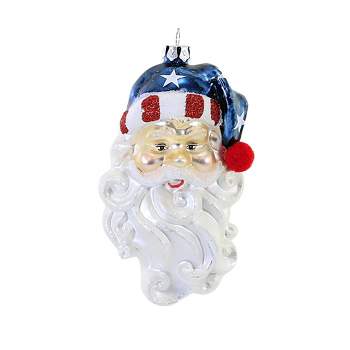 Kurt S. Adler 5.5 Inch Patriotic Santa Bust Christmas Stars And Stripes Tree Ornaments