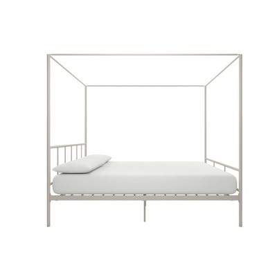 Marion Queen White Metal Canopy Platform Bed with Headboard
