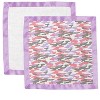Bacati - Jungle Safari Camo Girls Muslin 2 pack Security Blankets Coral Lilac Gray - 4 of 4