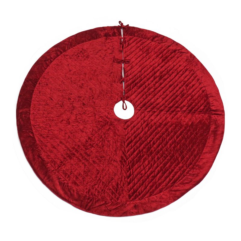 HGTV Home Collection Quilted Velvet Tree Skirt, Red, 60in, 1 of 5