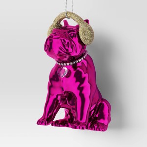 4" Christmas Hot Pink Puppy with Glitter Earmuff Ornament - Wondershop™ - 1 of 3