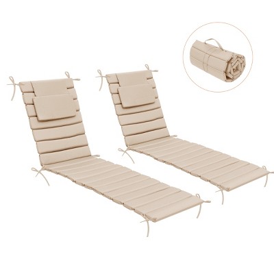Crestlive Products 80 inch Patio Chaise Lounge Chairs Cushion 22D Sponge 220gsm Polyester Fabric