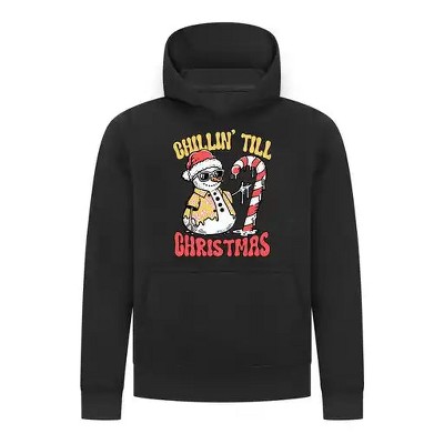 Everyday Kids Christmas Collection Chillin’ Till Christmas Boys Pullover Hoodie – Holiday Sweatshirt - Black