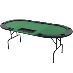 vidaXL Poker Table Green and Black MDF, polyester, artificial leather, steel - 1 of 4