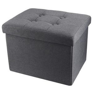 Aoibox Foldable Storage Ottoman Footrest Stool with Hidden Compartment, Multipurpose Footstool Bench for Living Room, Study, Bedroom, Dormitory - 1 of 4