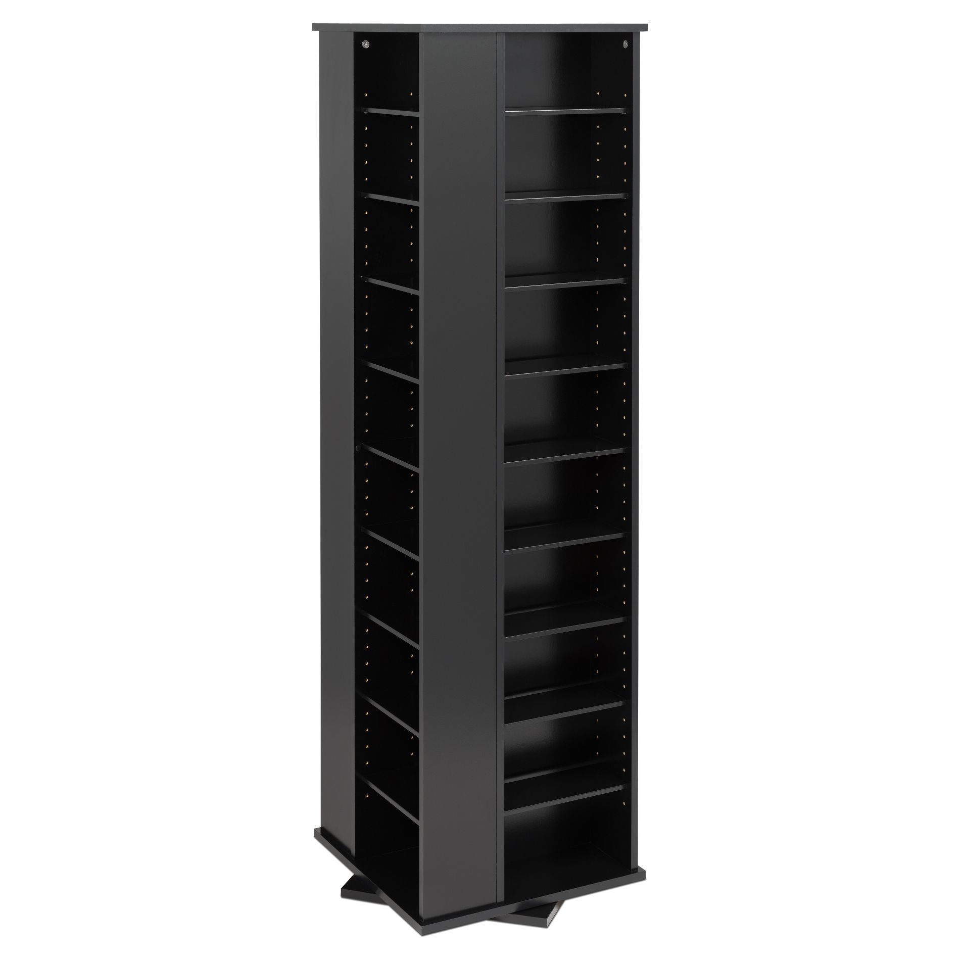 4 Sided Spinning Media Storage Black - Prepac: Holds 1040 CDs, 476 DVDs, Adjustable Shelves