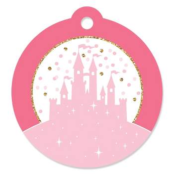 Big Dot of Happiness Little Princess Crown - Pink and Gold Princess Baby Shower or Birthday Party Favor Gift Tags (Set of 20)