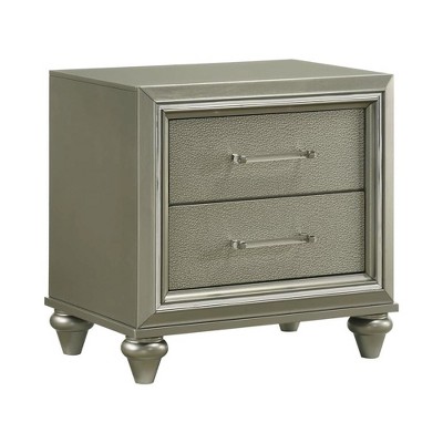 New Classic Furniture,Lumina Wood 2-Drawer Nightstand in Silver