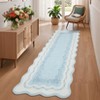 Washable Scalloped Living Room Rugs, Modern Floral Print Area Rug for Bedroom Dining Room, Non Slip Home Decor Carpet - 2 of 4