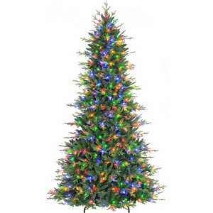 Vivatrees 9 Ft Prelit Artificial Christmas Tree, 10 Lighting Modes with Multi Colors Frasier Fir Artificial Tree, Metal Stand, Xmas Decor, Green - 1 of 4