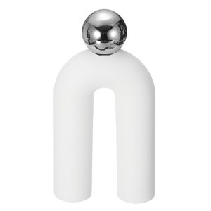 Unique Bargains Ceramic Office Home Decor Romantic Centerpiece U-Shape Statue White and Silver - 1 of 4