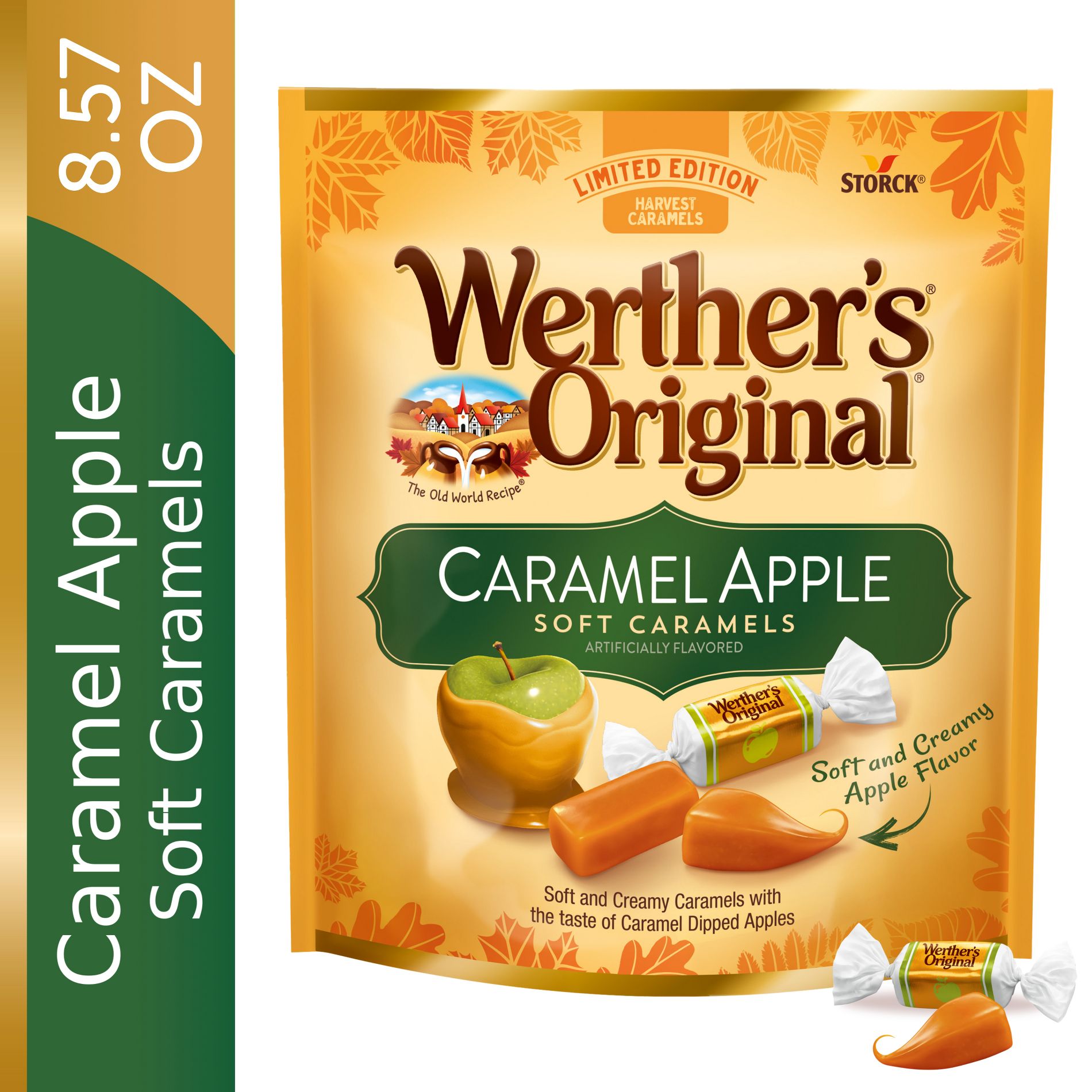 Werther's Halloween Fall Harvest Original Soft Apple Caramels Candy Bag - 8.57oz