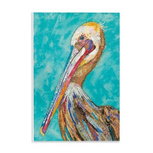 Stupell Industries Bold Pelican Bird Varied Collage Pattern Stripes Wall Plaque Art - 1 of 4