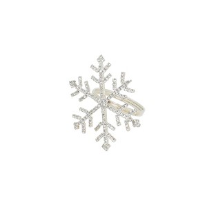 Saro Lifestyle Beaded Snowflake Napkin Ring (Set of 4), Silver - 1 of 3
