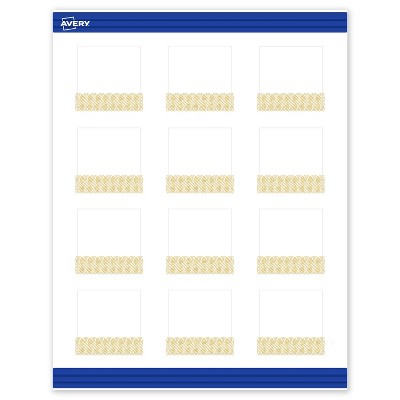 Avery Square Business Cards, Gold Lace Trim Pattern, 2" x 2"