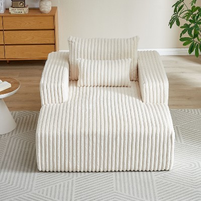 NicBex Modern Indoor Corduroy Sponge Single Sofa with Back Cushion & Pillow, Fluffy Sleeper Chair for Living Room & Bedroom