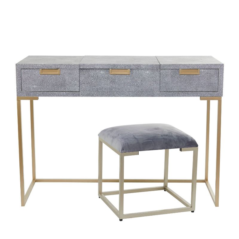 Contemporary Wood Console Table Dressing Table Desk with Mirror and Stool Set - Olivia & May, 3 of 10