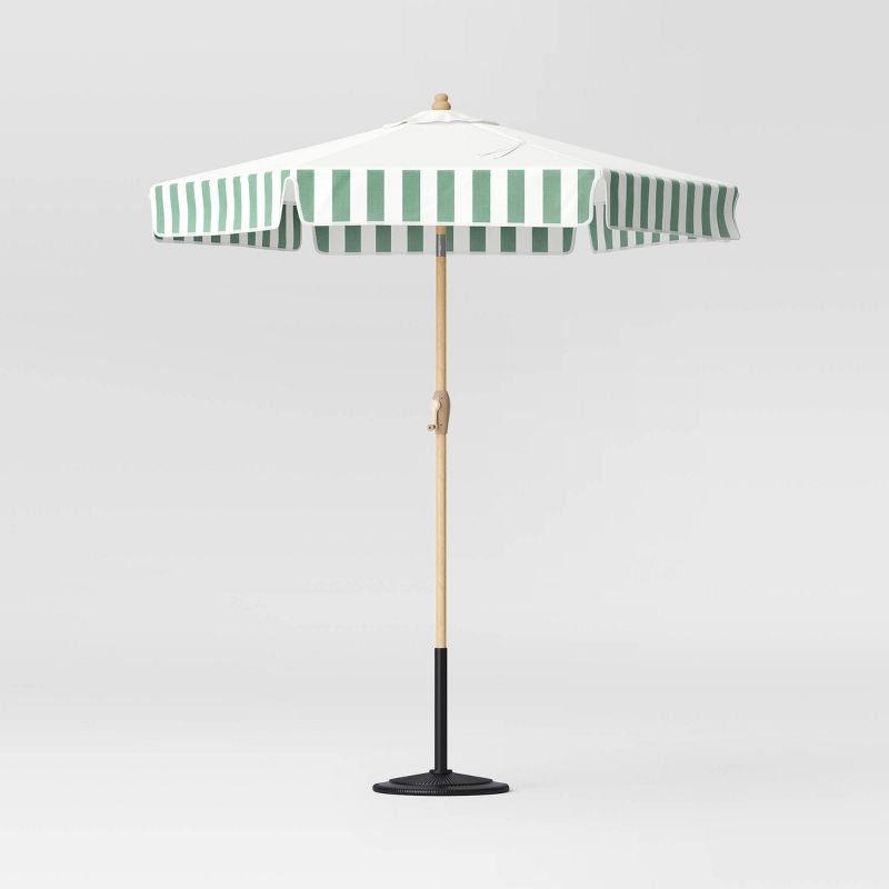 Round Valance Outdoor Patio Market Umbrella Green Sprinkle Stripe - Threshold™ designed with Studio McGee, 1 of 7
