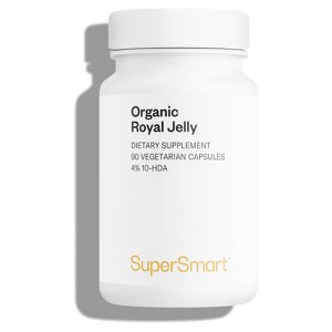 SuperSmart Organic Royal Jelly 300mg per Day (4% 10-HDA) - Freeze-Dried Fresh Royal Jelly Supplement | Non-GMO & Gluten Free - 90 Vegetarian Capsules - 1 of 4