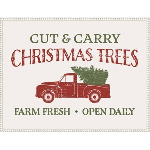 Amanti Art 30"x23" Christmas Farm Sign II by Victoria Barnes Framed Canvas Wall Art Print - 1 of 4