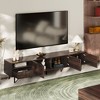 PAGED Rattan TV Stand with Variable Color Light Strip, Wooden TV Console with Adjustable Shelf and Metal Leg, TV Stands for Living Room - 4 of 4
