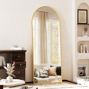 Beautyolove 76"x34" Arched Full Length Mirror Free Standing Leaning Mirror Hanging Mounted Mirror, Gold - 1 of 4