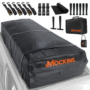 Mockins 50 Cu Ft. Black Waterproof Rooftop Cargo Bag (85"x50"x20") with PVC Mat, Straps, Hooks & More, Black - 1 of 4