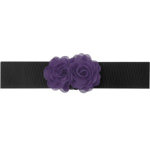 INSPIRE CHIC Women's Elastic Wide Double-Flower Stretch Corset Waist Belt 1 Pc - 1 of 4