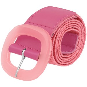 INSPIRE CHIC Women Woven Wide Stretch Straw Rattan Plastic Buckle Elastic Belts 1Pc - 1 of 4