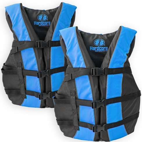 Hardcore life jacket 2 pack paddle vest for adults; Coast Guard approved  Type III PFD life vest flotation device; Jet ski, wakeboard, hardshell kayak