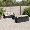 vidaXL 7 Piece Patio Sofa Set with Cushions Black and Cream Poly Rattan - 2 of 4
