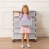 ECR4Kids 20-Compartment Mobile Storage Tower with Cubby Bins with Lids, 5x4, White Wash - 4 of 4
