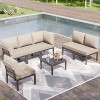 ALAULM 7 Pieces Metal Patio Furniture Set Modern Metal Outdoor Conversation Sets, Patio Sectional Sofa w/5 Inch Cushion and Coffee Table, Sand - 2 of 4