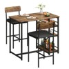 3-Piece Counter Height Dining Set - Pub Table with Storage & Upholstered Stools for Small Spaces - 2 of 4