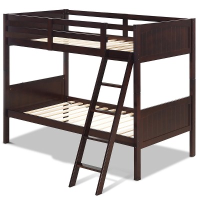 Tangkula Twin Over Twin Bunk Beds Convertible 2 Individual Twin Beds ...