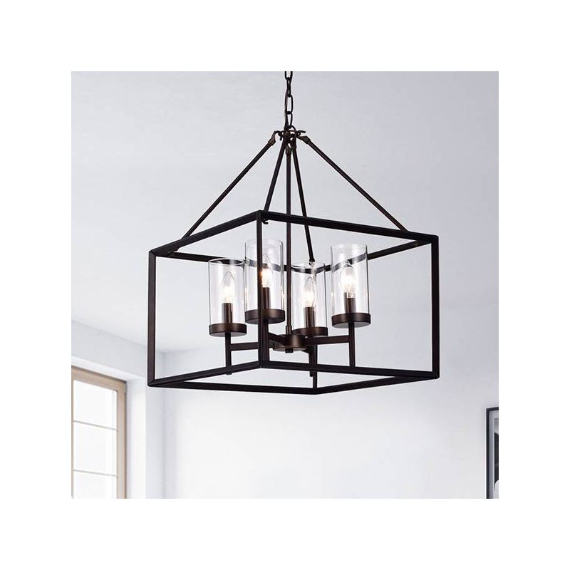 20&#34; x 20&#34; x 15&#34; 4-Light Anson Square Chandelier Bronze - Warehouse Of Tiffany, 3 of 4