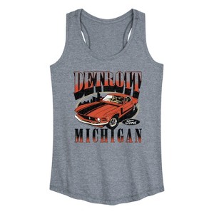 Women's - Ford - Vintage Mustant Detroit Michigan Graphic Racerback Tank - 1 of 4