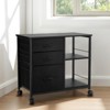 VEVOR Metal File Cabinet, Mobile Filing Cabinet with 3 Fabric Drawers and 2 Open Shelves, Wooden Vertical Filing Storage Cabinets, Black - 2 of 4