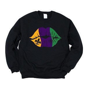 Simply Sage Market Women's Graphic Sweatshirt Mardi Gras Lips - 1 of 3