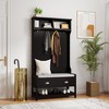HDZNVF 3-in-1 Hallway Hall Tree with 2 Storage Drawer and 4 Coat Rack, Black - 2 of 4