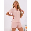 INSPIRE CHIC Women's Button Up Cotton Soft Short Sleeve Sleepwear with Shorts Pajamas Set - 2 of 4