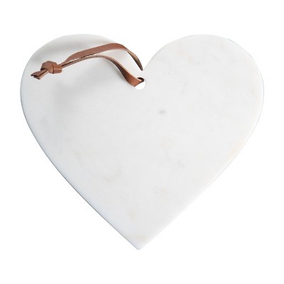 White Marble Heart Shaped Kitchen Serving Cutting Board - Foreside Home & Garden