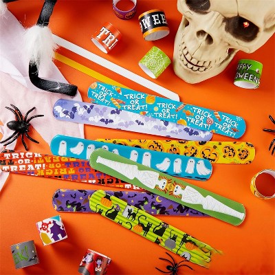 Joyfy 72 PCS Halloween Slap Bracelets for Kids Girls Boys Gifts, Friendship Bracelets Snap Bracelets for Halloween Party Favors, Goodie Bag Fillers