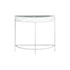 Modern Half-Moon Glass Console Table with White Metal Base for Entryway, Living Room, or Bedroom - 2 of 4