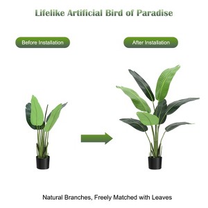 Fake Banana Tree Plant with Pot - Artificial Tree Bird of Paradise, Faux Plant for Home ＆Office Decoration - 1 of 4