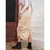 Women's Midi Cargo Skirt Ruched Drawstring Side High Waist Casual Skirts Streetwear with Pockets - 2 of 4
