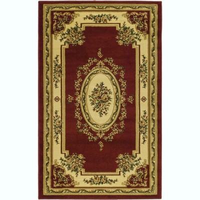 Red and Ivory Floral Rectangular Area Rug, 3'3" x 5'3"